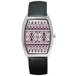 Illustration Ukrainian Folk Seamless Pattern Ornament Barrel Style Metal Watch