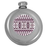 Illustration Ukrainian Folk Seamless Pattern Ornament Round Hip Flask (5 oz)