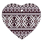 Illustration Ukrainian Folk Seamless Pattern Ornament Heart Ornament (Two Sides)