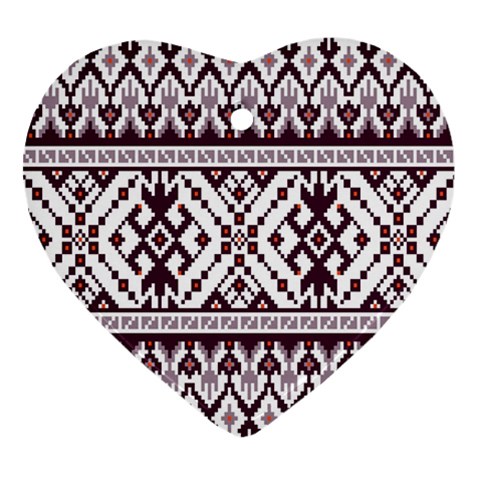 Illustration Ukrainian Folk Seamless Pattern Ornament Heart Ornament (Two Sides) from ArtsNow.com Back