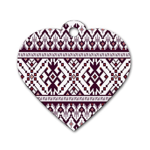 Illustration Ukrainian Folk Seamless Pattern Ornament Dog Tag Heart (One Side) from ArtsNow.com Front