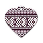 Illustration Ukrainian Folk Seamless Pattern Ornament Dog Tag Heart (One Side)