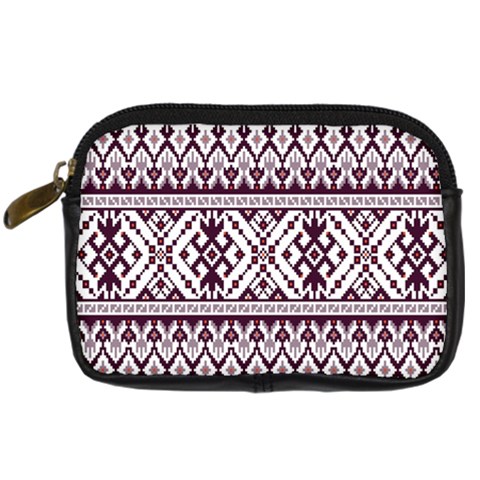 Illustration Ukrainian Folk Seamless Pattern Ornament Digital Camera Leather Case from ArtsNow.com Front