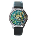 Abstract petals Round Metal Watch