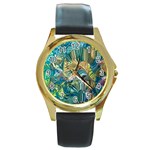 Abstract petals Round Gold Metal Watch