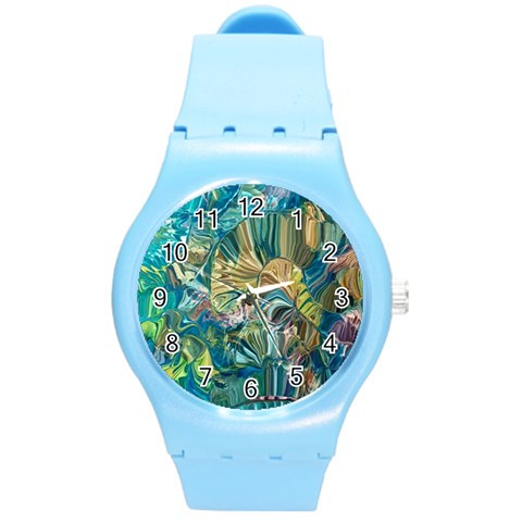 Abstract petals Round Plastic Sport Watch (M) from ArtsNow.com Front