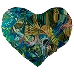 Abstract petals Large 19  Premium Flano Heart Shape Cushions