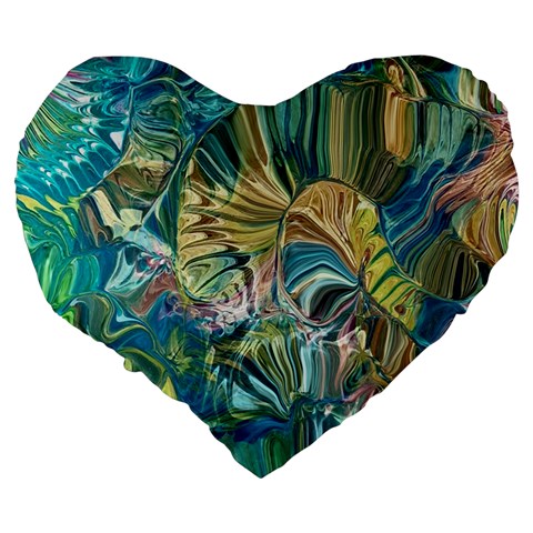 Abstract petals Large 19  Premium Flano Heart Shape Cushions from ArtsNow.com Back