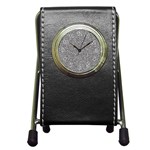 Fuck You Phrase Sketchy Drawing Motif Random Pattern Black Backgrond Pen Holder Desk Clock