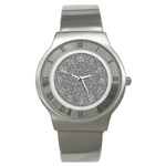 Fuck You Phrase Sketchy Drawing Motif Random Pattern Black Backgrond Stainless Steel Watch