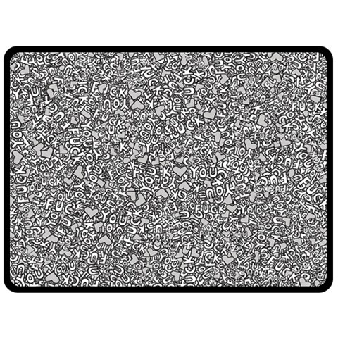 Fuck You Phrase Sketchy Drawing Motif Random Pattern Black Backgrond Fleece Blanket (Large) from ArtsNow.com 80 x60  Blanket Front