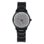 Fuck You Phrase Sketchy Drawing Motif Random Pattern Black Backgrond Stainless Steel Round Watch