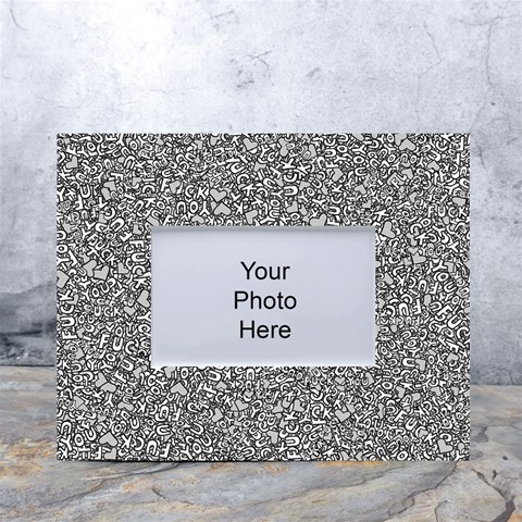 Fuck You Phrase Sketchy Drawing Motif Random Pattern Black Backgrond White Tabletop Photo Frame 4 x6  from ArtsNow.com Front