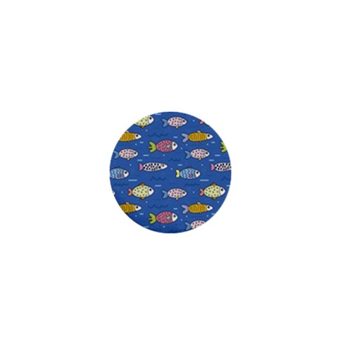 Sea Fish Blue Submarine Animals Patteen 1  Mini Buttons from ArtsNow.com Front