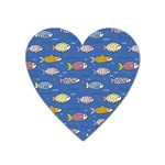 Sea Fish Blue Submarine Animals Patteen Heart Magnet