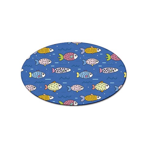 Sea Fish Blue Submarine Animals Patteen Sticker Oval (100 pack) from ArtsNow.com Front