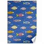 Sea Fish Blue Submarine Animals Patteen Canvas 12  x 18 