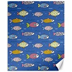 Sea Fish Blue Submarine Animals Patteen Canvas 11  x 14 