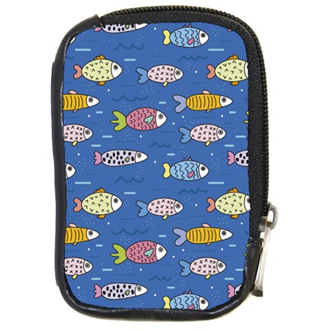 Sea Fish Blue Submarine Animals Patteen Compact Camera Leather Case from ArtsNow.com Front