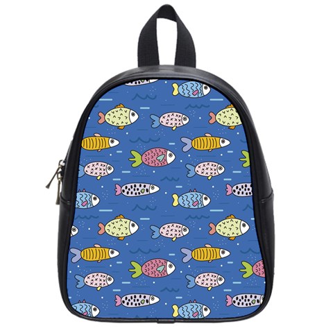 Sea Fish Blue Submarine Animals Patteen School Bag (Small) from ArtsNow.com Front