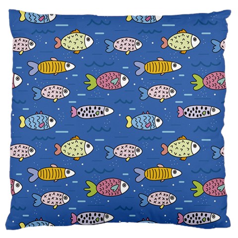 Sea Fish Blue Submarine Animals Patteen Large Cushion Case (One Side) from ArtsNow.com Front