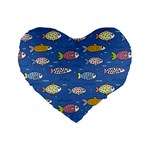 Sea Fish Blue Submarine Animals Patteen Standard 16  Premium Heart Shape Cushions