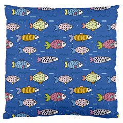 Sea Fish Blue Submarine Animals Patteen Standard Premium Plush Fleece Cushion Case (Two Sides) from ArtsNow.com Front