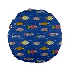 Sea Fish Blue Submarine Animals Patteen Standard 15  Premium Flano Round Cushions