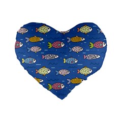 Sea Fish Blue Submarine Animals Patteen Standard 16  Premium Flano Heart Shape Cushions from ArtsNow.com Front