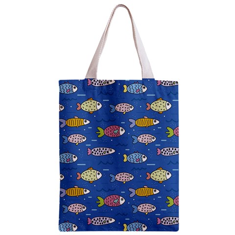 Sea Fish Blue Submarine Animals Patteen Zipper Classic Tote Bag from ArtsNow.com Back