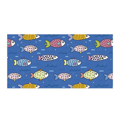 Sea Fish Blue Submarine Animals Patteen Satin Wrap 35  x 70  from ArtsNow.com Front