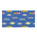 Sea Fish Blue Submarine Animals Patteen Satin Wrap 35  x 70 