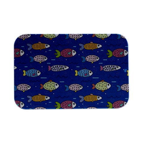 Sea Fish Blue Submarine Animals Patteen Open Lid Metal Box (Silver)   from ArtsNow.com Front