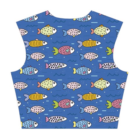 Sea Fish Blue Submarine Animals Patteen Cotton Crop Top from ArtsNow.com Back