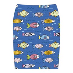 Sea Fish Blue Submarine Animals Patteen Midi Wrap Pencil Skirt from ArtsNow.com Back