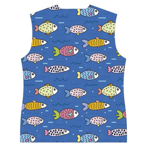 Sea Fish Blue Submarine Animals Patteen Women s Button Up Vest from ArtsNow.com Back