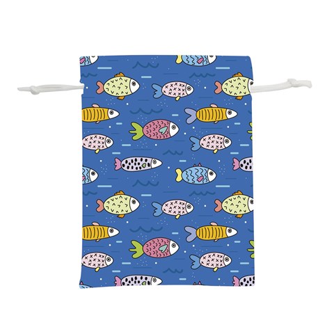 Sea Fish Blue Submarine Animals Patteen Lightweight Drawstring Pouch (S) from ArtsNow.com Front