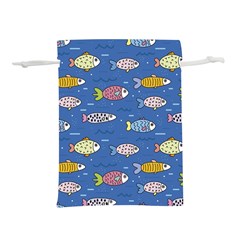 Sea Fish Blue Submarine Animals Patteen Lightweight Drawstring Pouch (S) from ArtsNow.com Back