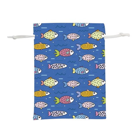 Sea Fish Blue Submarine Animals Patteen Lightweight Drawstring Pouch (L) from ArtsNow.com Front