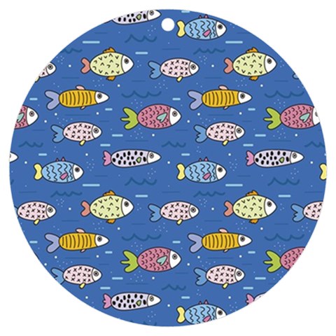 Sea Fish Blue Submarine Animals Patteen UV Print Acrylic Ornament Round from ArtsNow.com Front