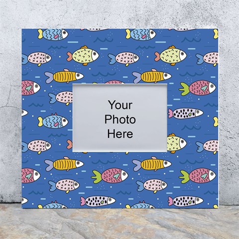 Sea Fish Blue Submarine Animals Patteen White Wall Photo Frame 5  x 7  from ArtsNow.com Front