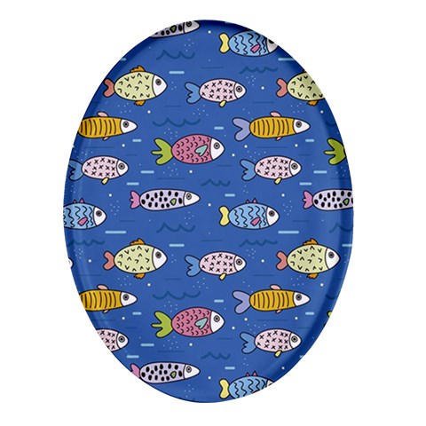 Sea Fish Blue Submarine Animals Patteen Oval Glass Fridge Magnet (4 pack) from ArtsNow.com Front