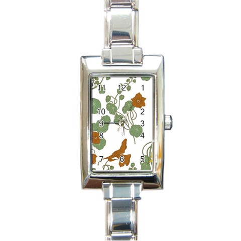 Nasturtium Flowers Plant Leaves Rectangle Italian Charm Watch from ArtsNow.com Front