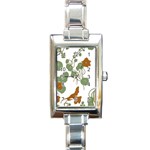 Nasturtium Flowers Plant Leaves Rectangle Italian Charm Watch