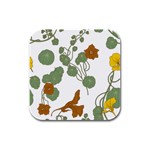 Nasturtium Flowers Plant Leaves Rubber Square Coaster (4 pack)