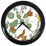 Nasturtium Flowers Plant Leaves Wall Clock (Black)