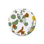 Nasturtium Flowers Plant Leaves Rubber Coaster (Round)