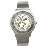 Nasturtium Flowers Plant Leaves Stainless Steel Watch