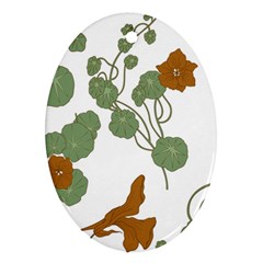 Nasturtium Flowers Plant Leaves Oval Ornament (Two Sides) from ArtsNow.com Front