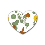 Nasturtium Flowers Plant Leaves Rubber Coaster (Heart)